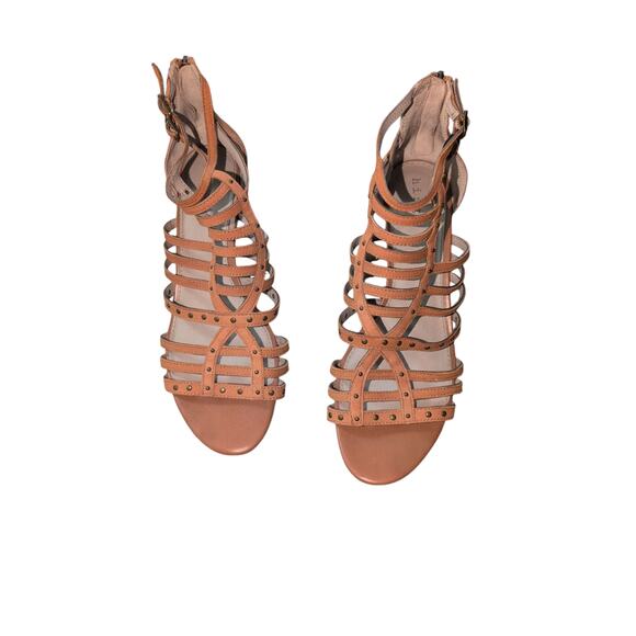Hing Tan Leather Strappy Wedge Sandals with Silver Studs – Size 9.5 - Picture 1 of 4